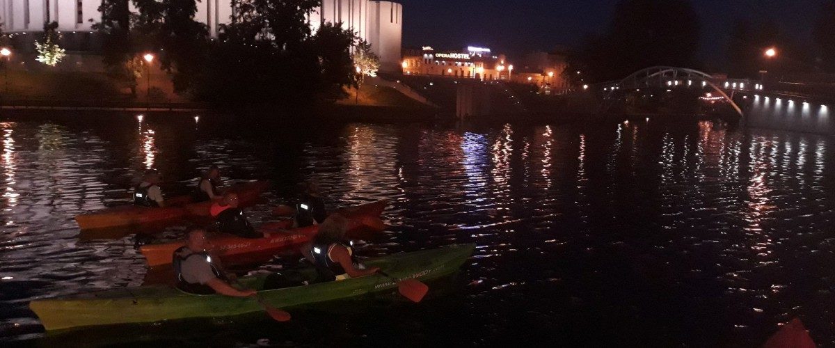 Night kayaking from the Mill Island to the Zimne Wody